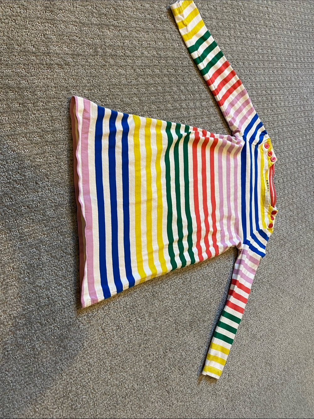 Mini Boden Rainbow Stripe Knit Dress - Blue, Yellow, Green, Red, Pink